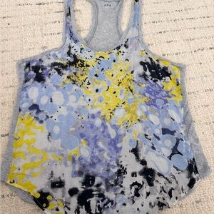 Three Dots Silk and Tencel Gray, Purple and  Yellow Abstract Tank Top size XS